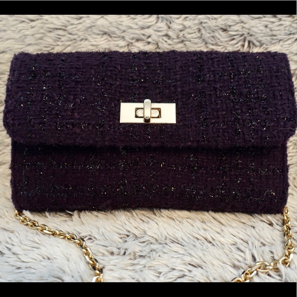 Dark Purple Tweed Holiday Purse